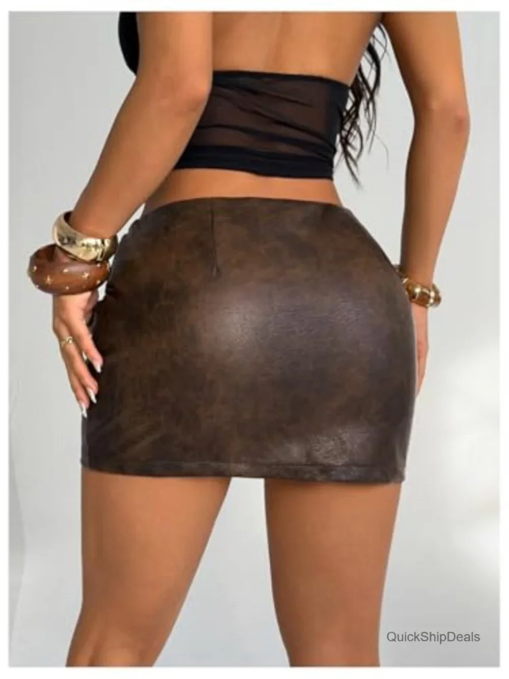 PU Leather Low Rise Pencil Mini Skirt Y2K Party Bodycon